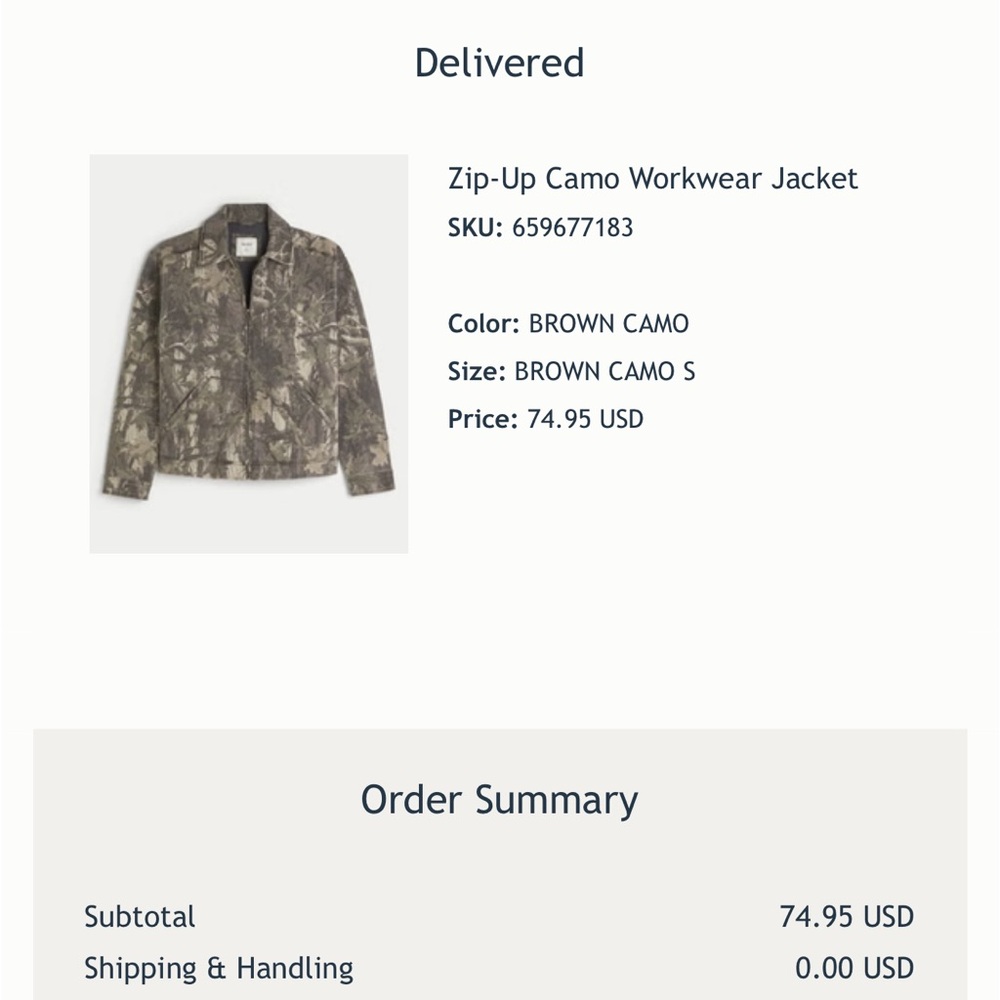 Hollister Brown Camo Utility Jacket